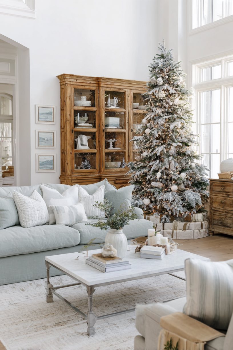 1. Precisionist Christmas Living Room Design