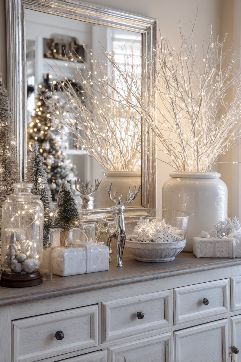 10. Entryway Console Christmas Styling