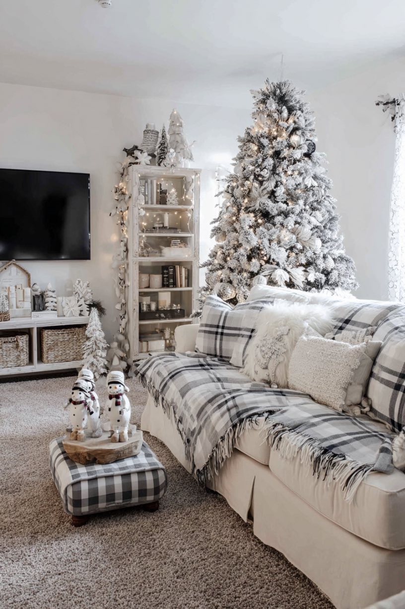 10. Plaid Christmas Living Room Magazine