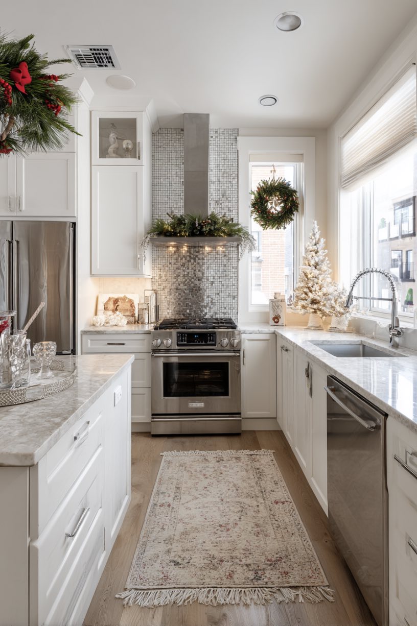 11. Cozy White Kitchen Holiday Touches