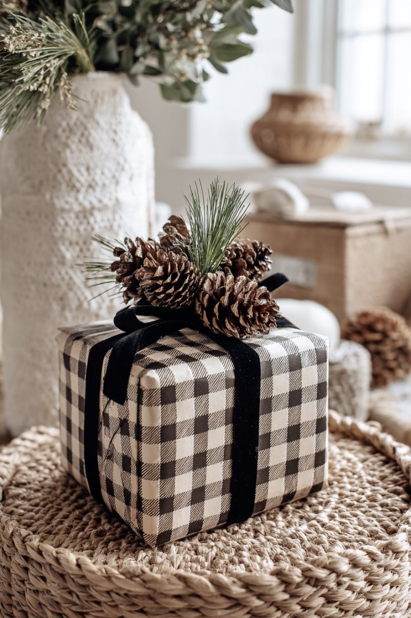 11. Plaid Farmhouse Christmas Accents