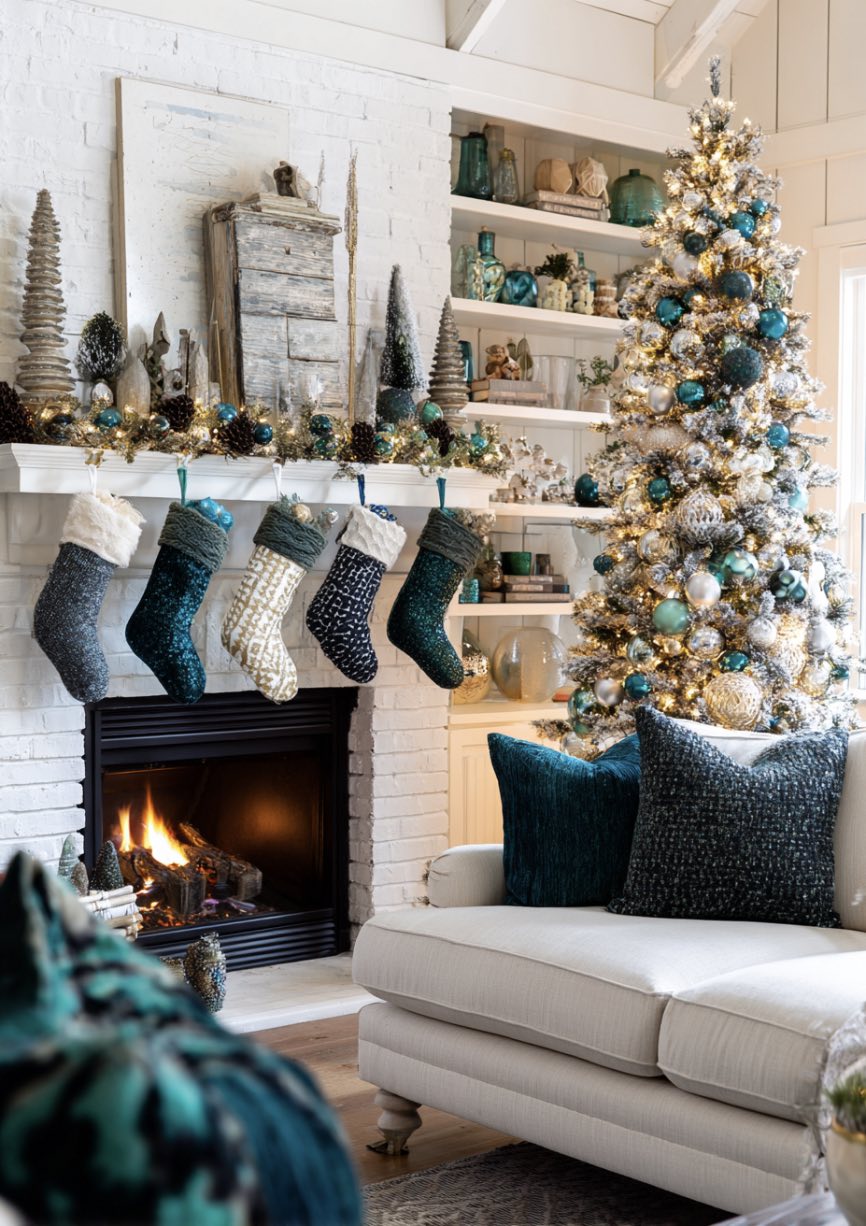 12. Sophisticated Olive Green Holiday Decor