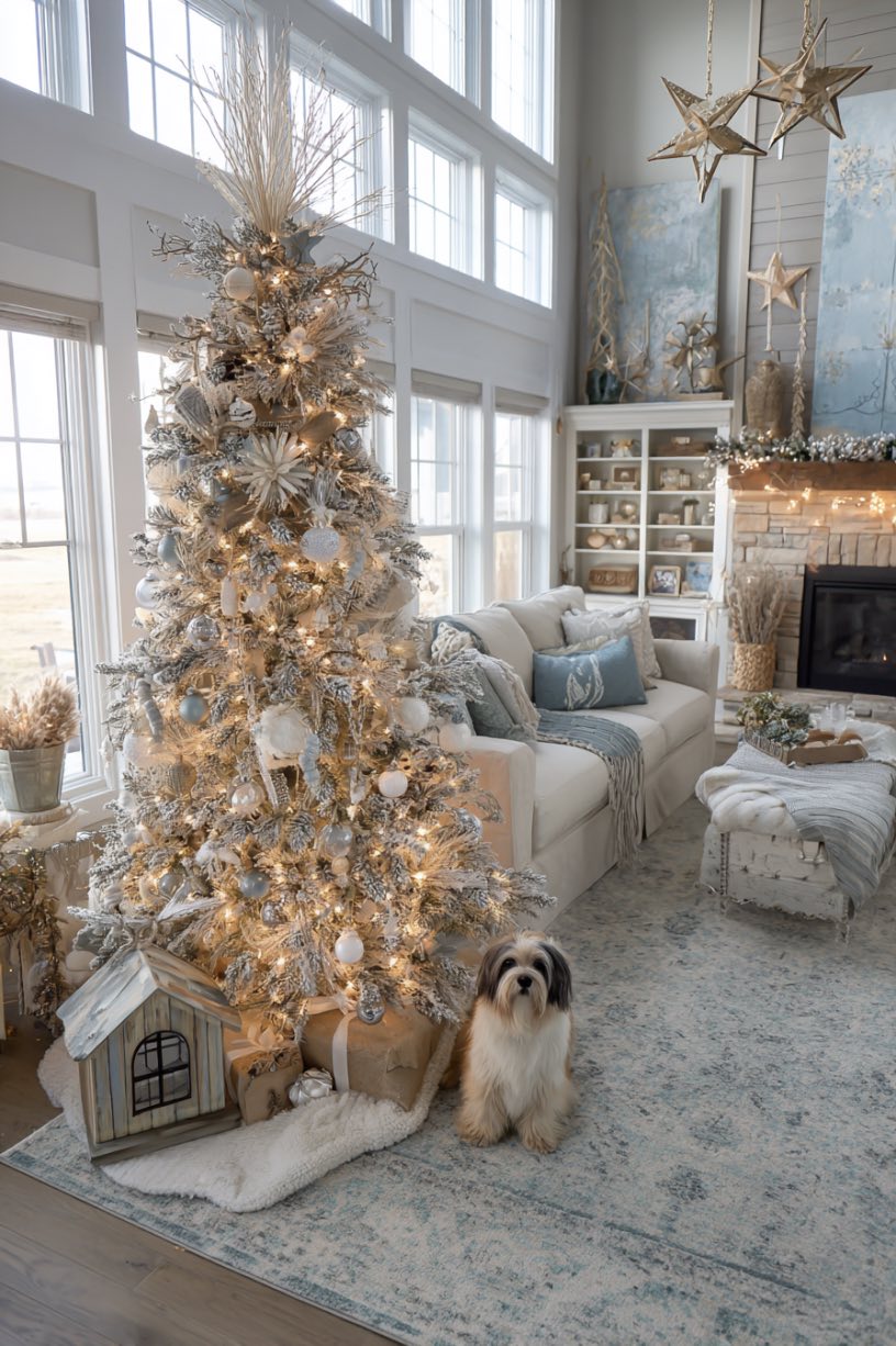 12. Vintage Farmhouse Christmas Tree Paradise