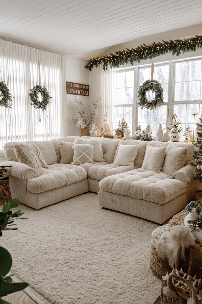 13. Beige Sofa Christmas Living Room