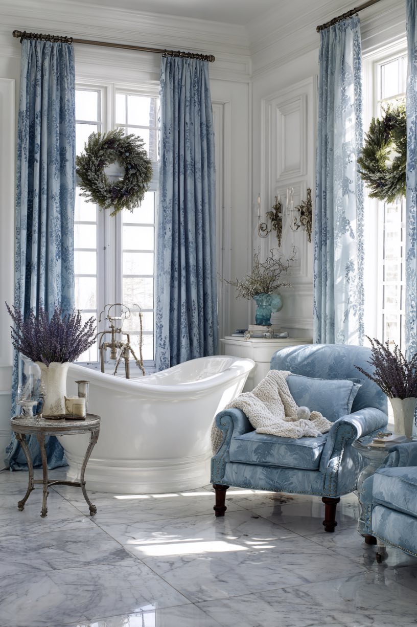 14. Blue Curtain Contemporary Christmas