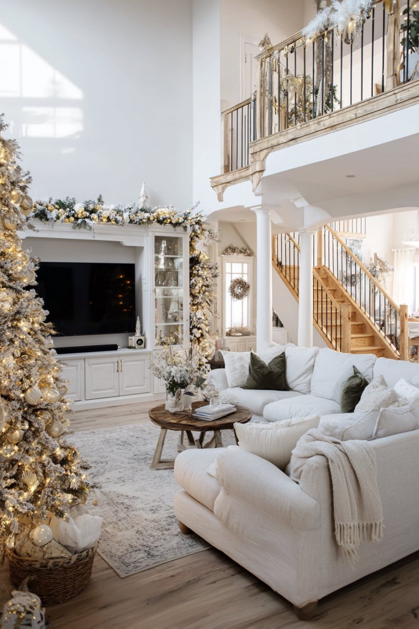 14. TV Wall Christmas Tree Display
