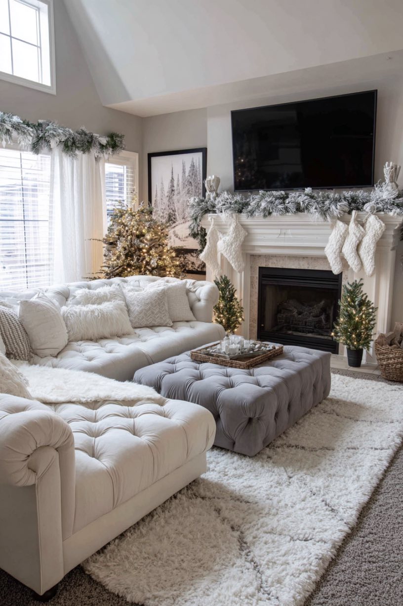 15. Cream Tufted Luxury Christmas Lounge