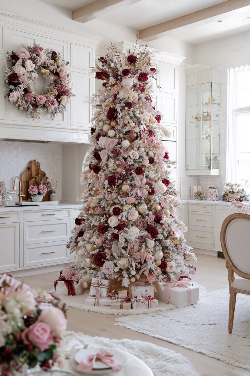 19. Pink and Gold Kitchen Christmas Tree