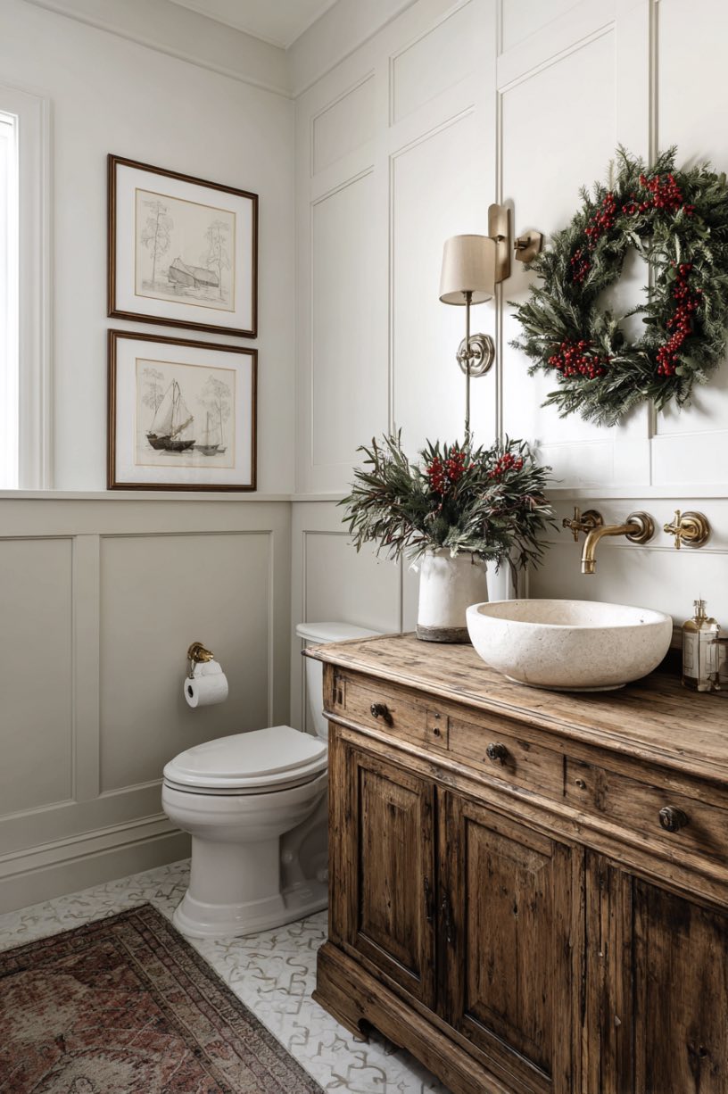 3. Brass Sconce Powder Room Elegance