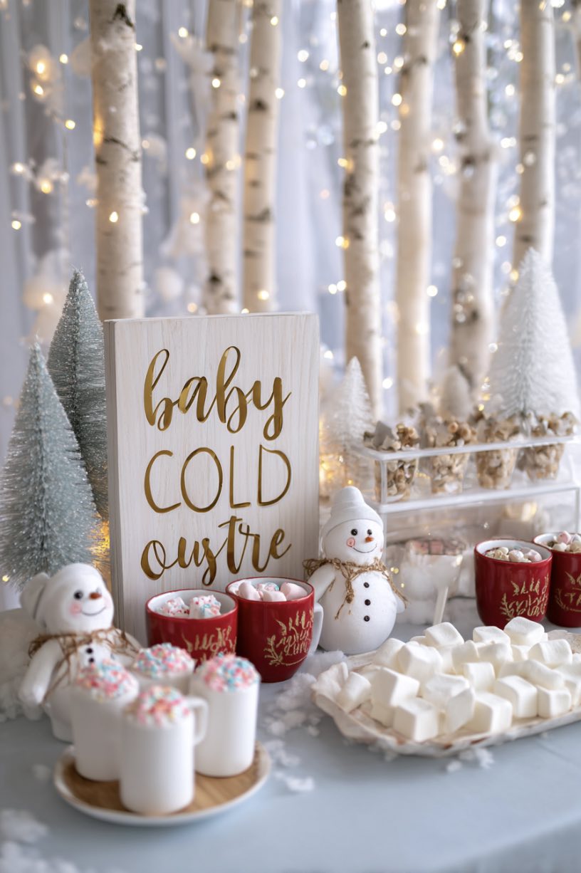 3. Whimsical Birch Tree Hot Chocolate Bar