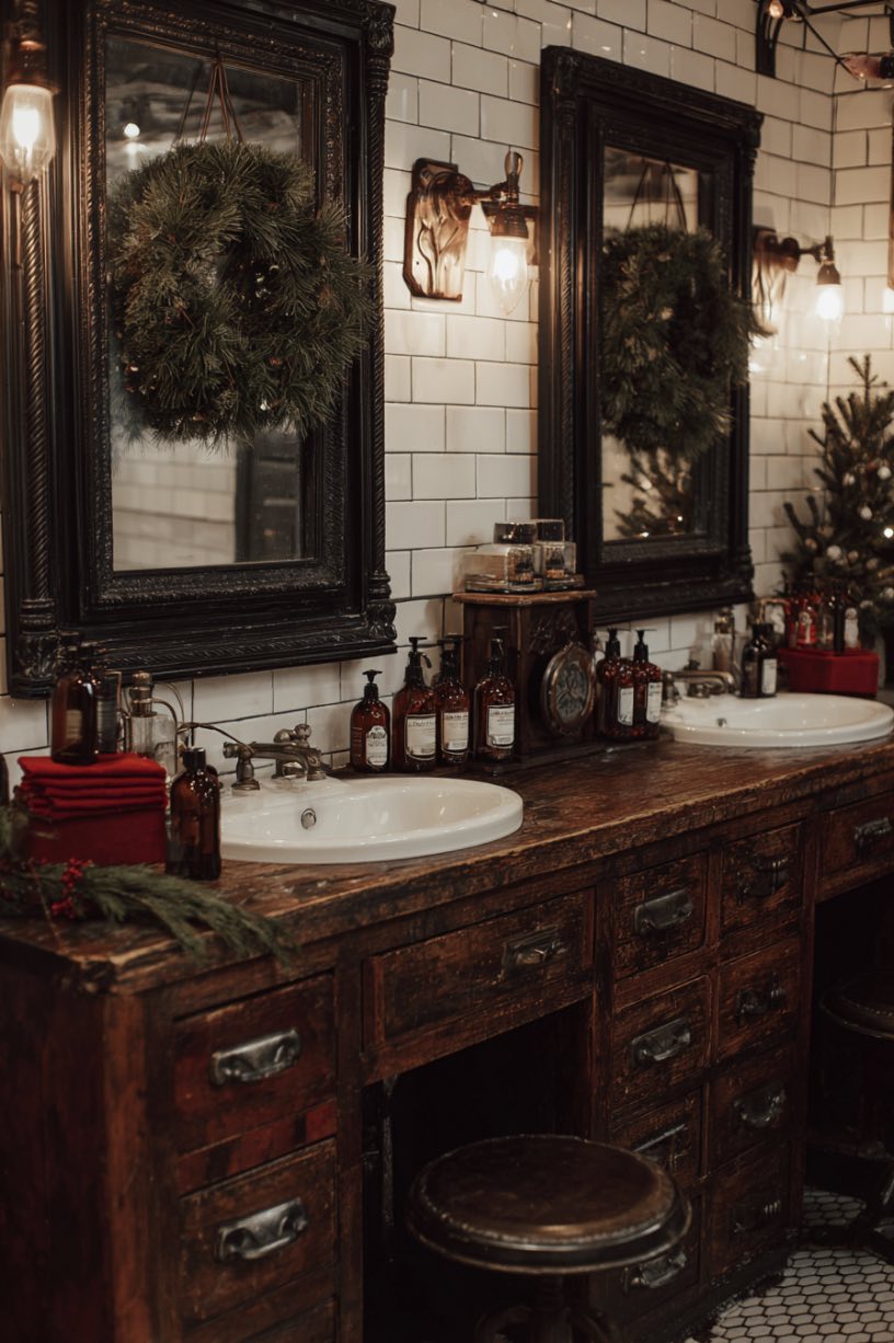 6. Barbershop Christmas Double Vanity