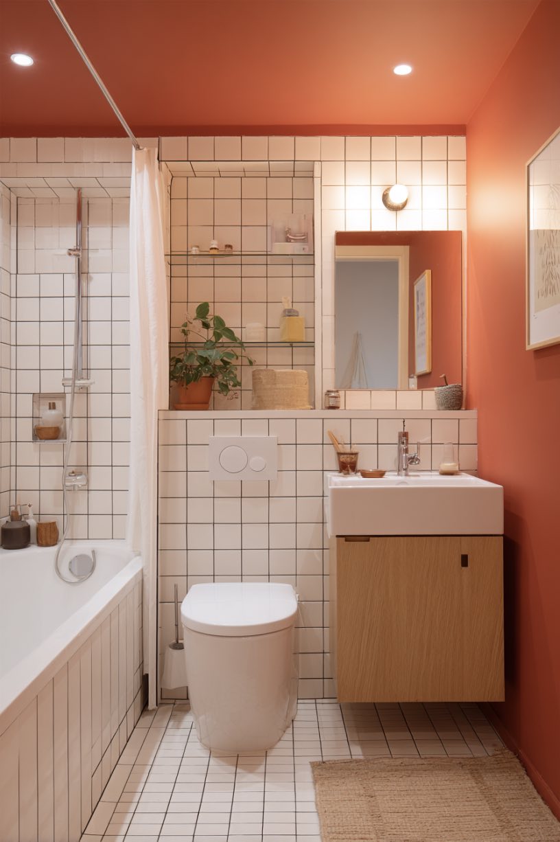6. Scandinavian Red Accent Warmth
