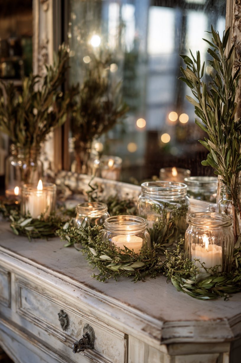 9. Candlelit Holiday Bathroom Ambiance