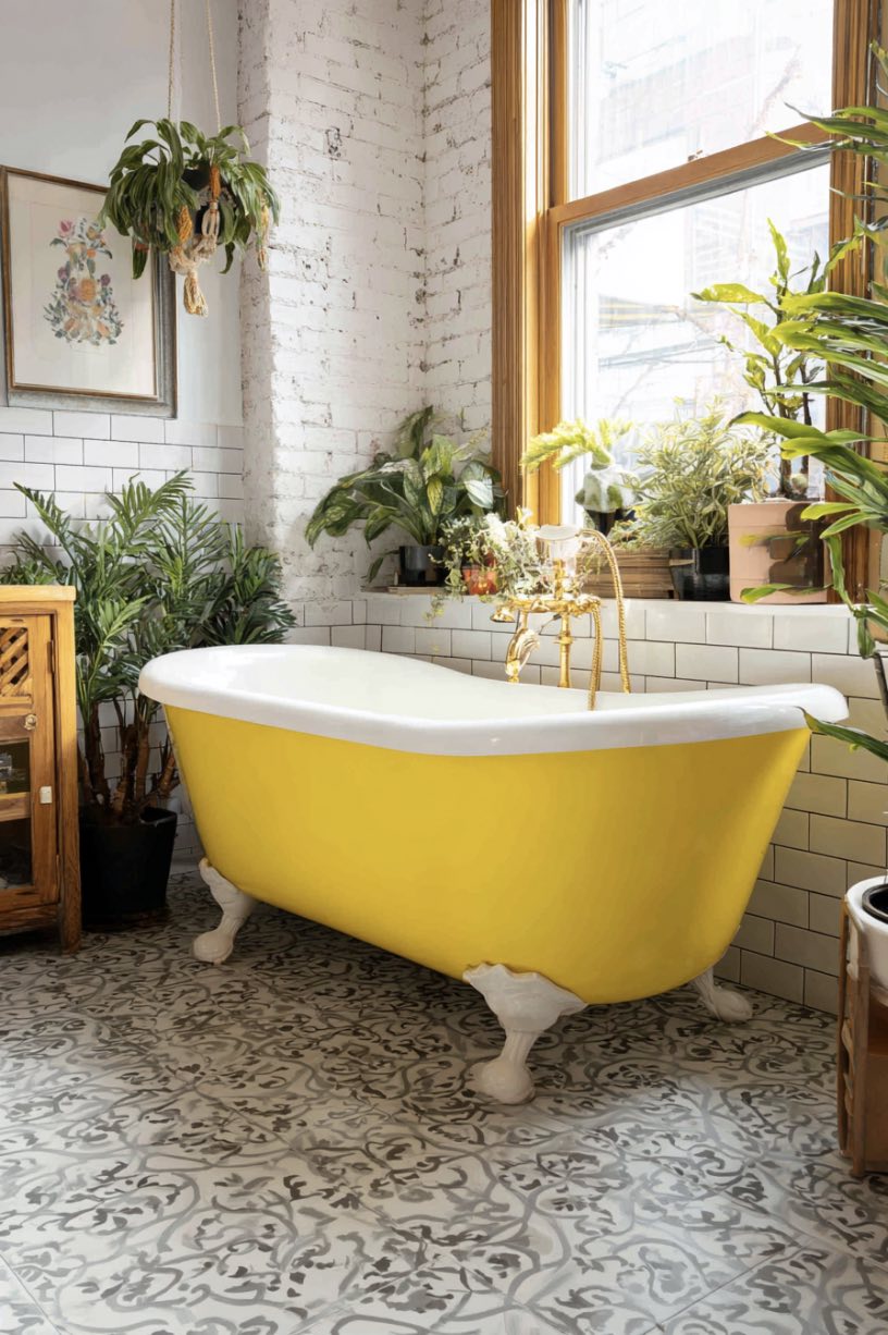 9. Eclectic Yellow Bathtub Character
