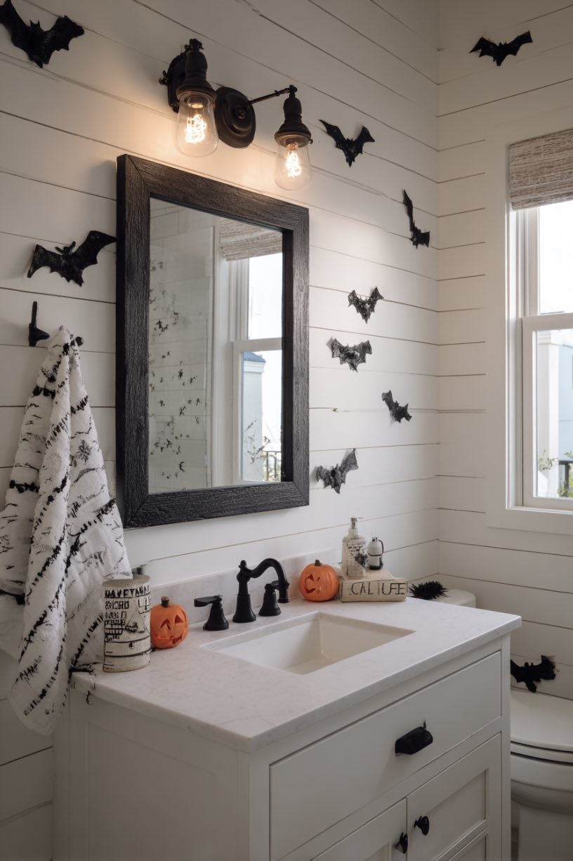 15. Farmhouse Glow with Halloween Touch