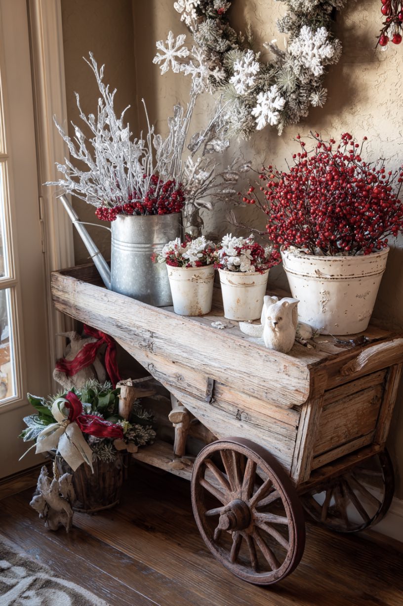 Vintage Wheelbarrow Christmas Display