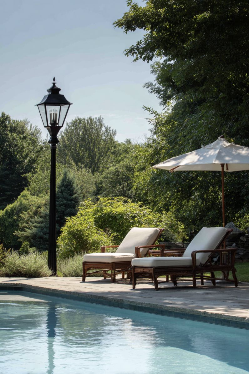 Chic Shade Over Poolside Loungers