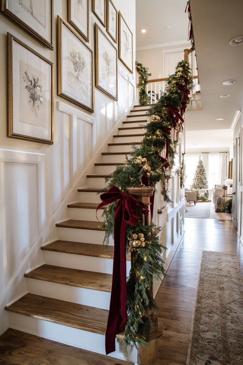 Elegant Staircase Christmas Garland