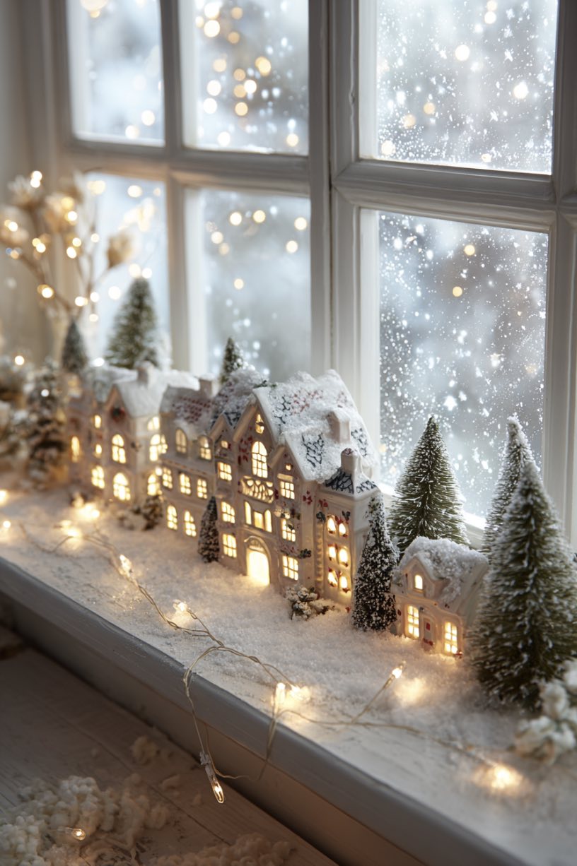 Magical Christmas Village Window Display