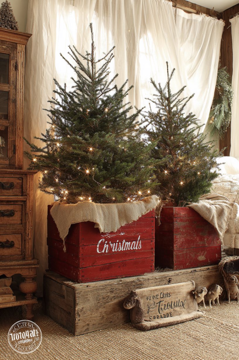 Vintage Red Box Tree Stand