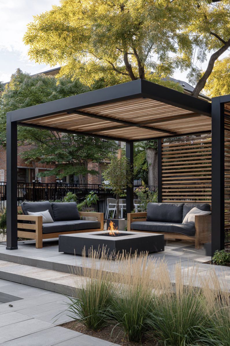 Modern Pergola Magic in a Backyard