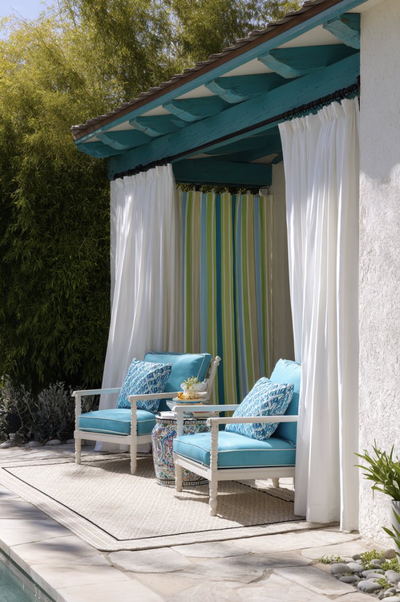 Striped Serenity Porch with Curtain Ideas