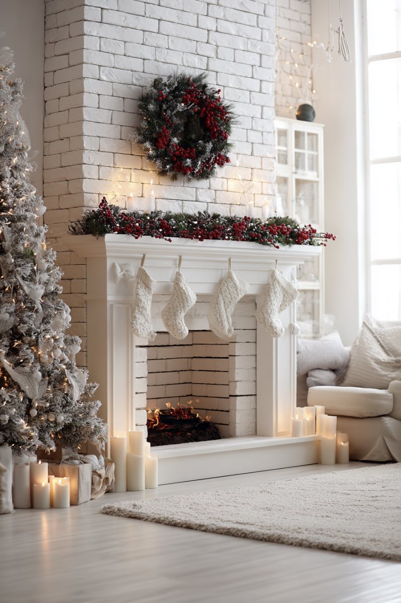 White Fireplace Wonderland