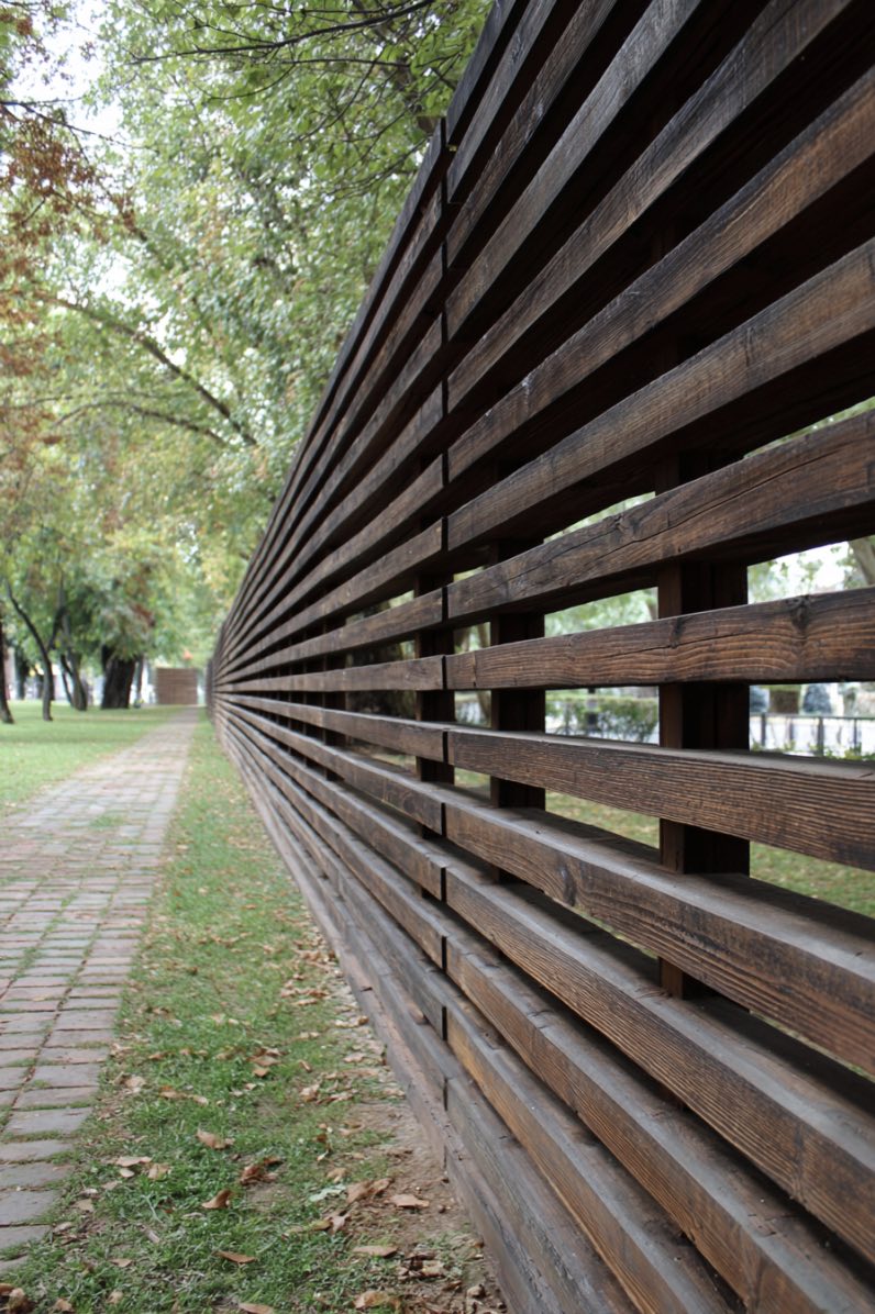Wooden Angled Garden Fence Design