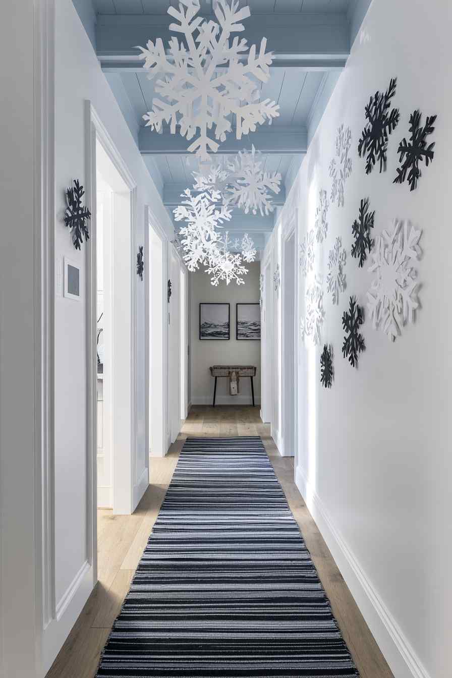 Snowflake Whimsy in a Serene Hallway