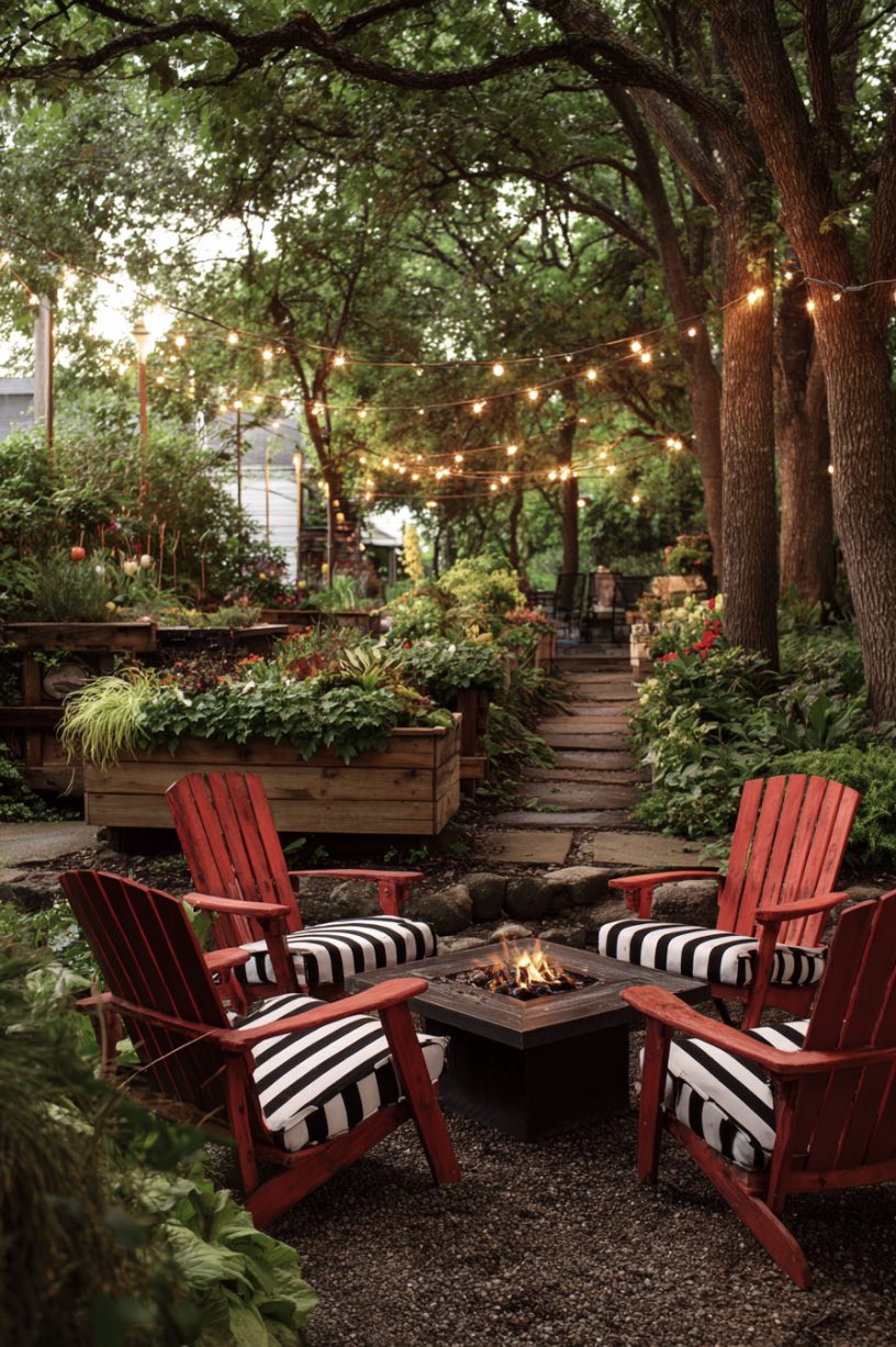 Striped Style Meets Backyard Glow