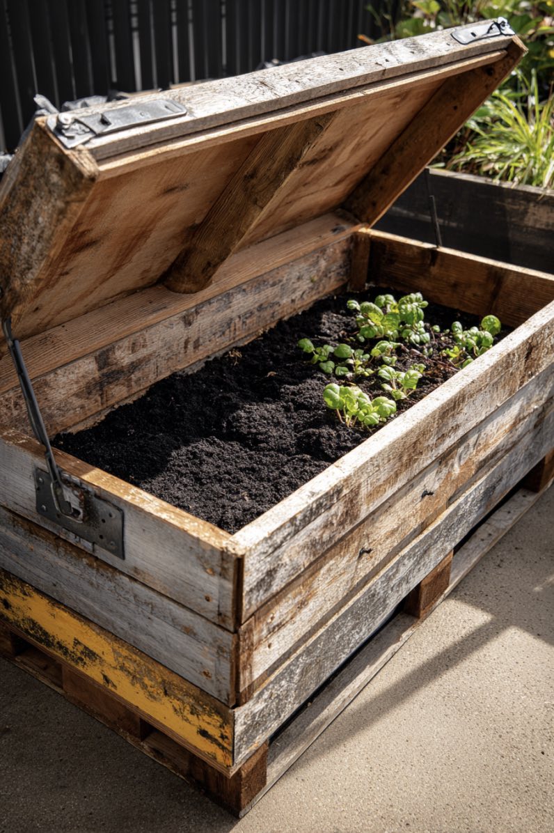 Rustic Pallet Bin Garden