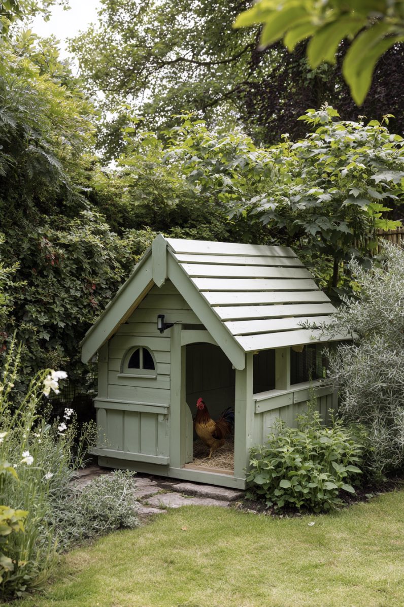 Cozy Green Chicken Coop