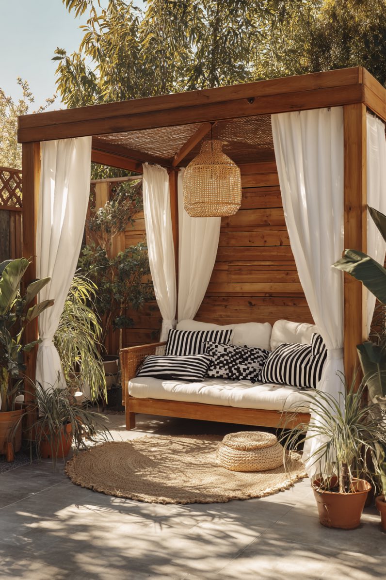 Porch with Curtain Ideas for Cozy Gazebo Vibes