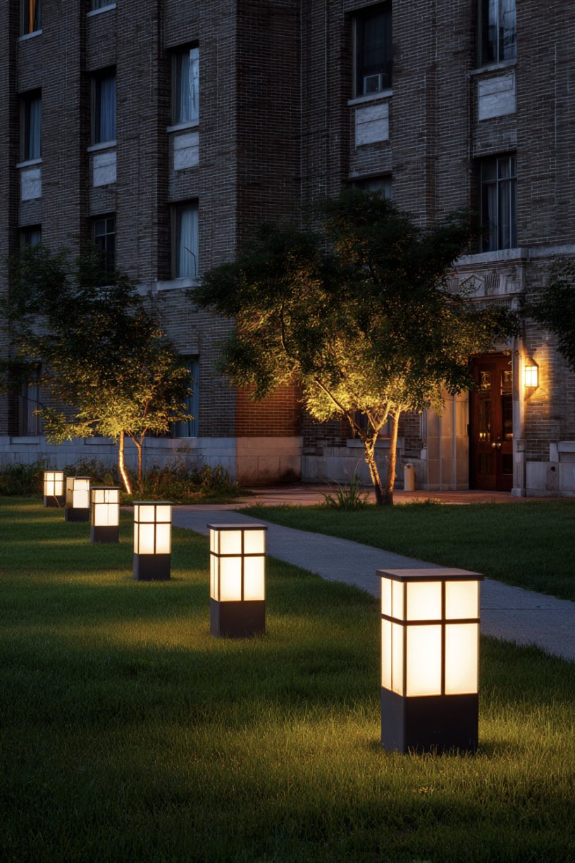 Welcoming Glow by the Lawn