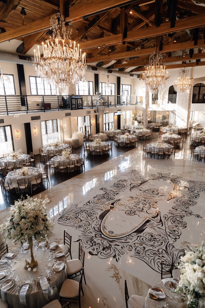 Floral Patterned Wedding Dance Floor Ideas