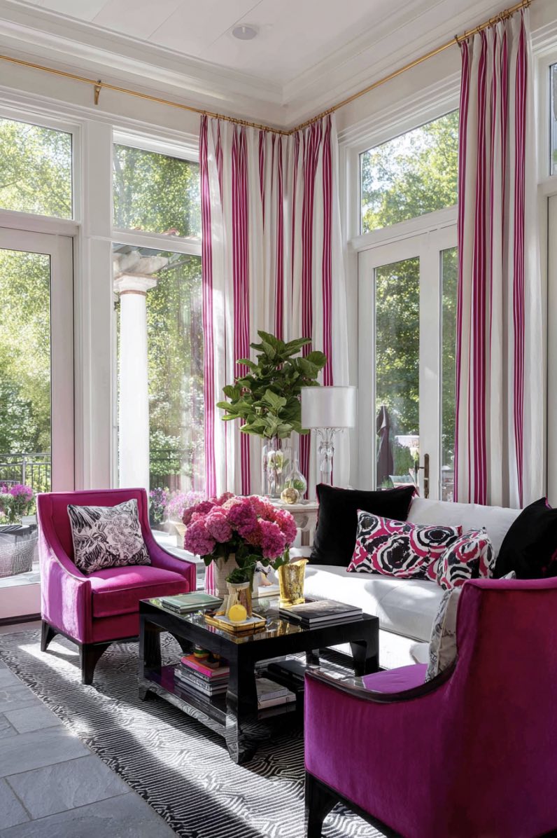 Porch with Curtain Ideas for Bright Sunroom Style