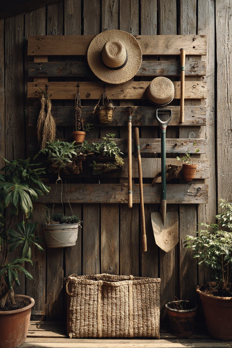 Rustic Pallet Garden Organizer