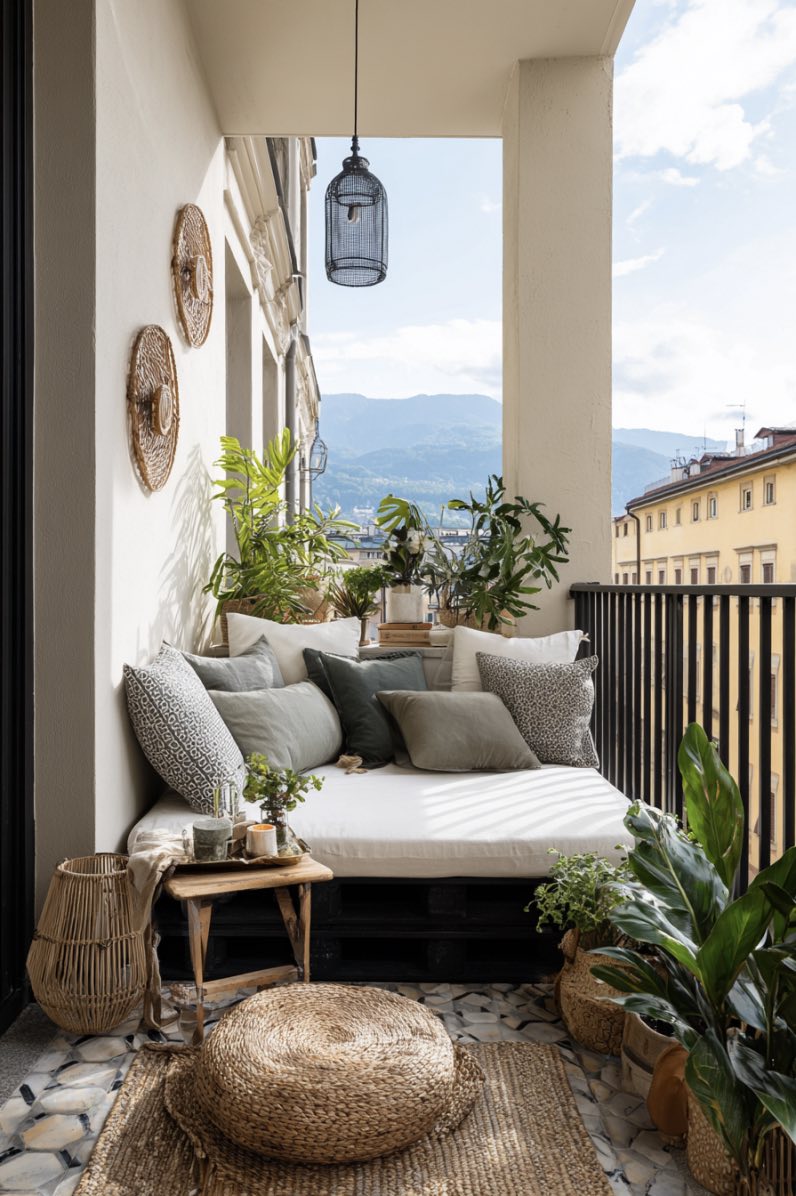 Boho Balcony with Mountain View