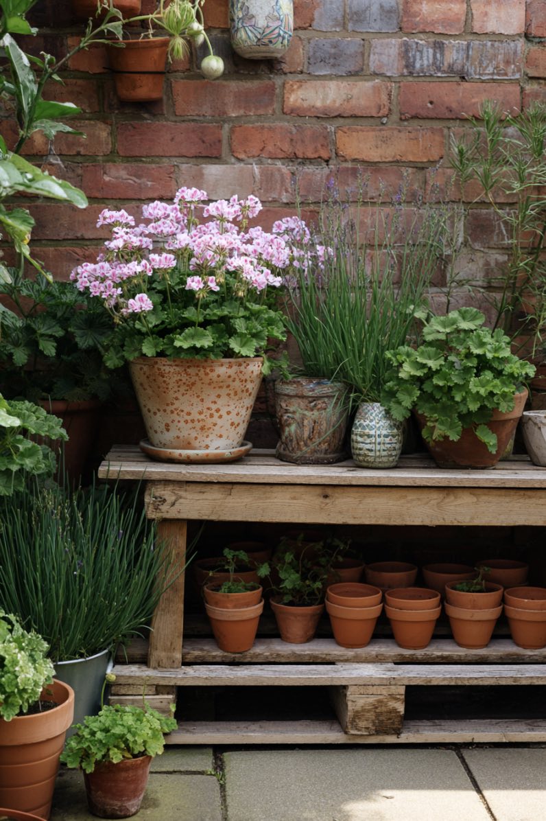 Pallet Garden Shelf with Blooms