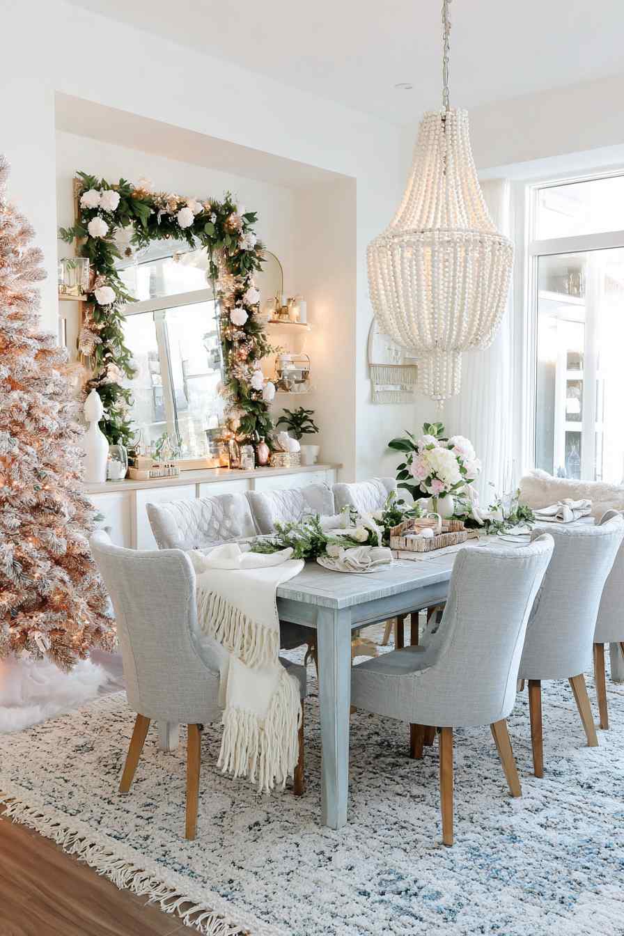 Pastel Holiday Glow in a Bright Dining Room
