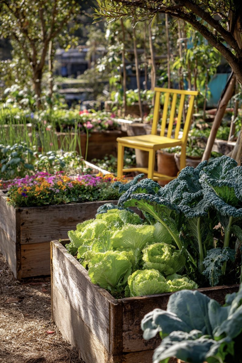 Colorful Raised Pallet Garden