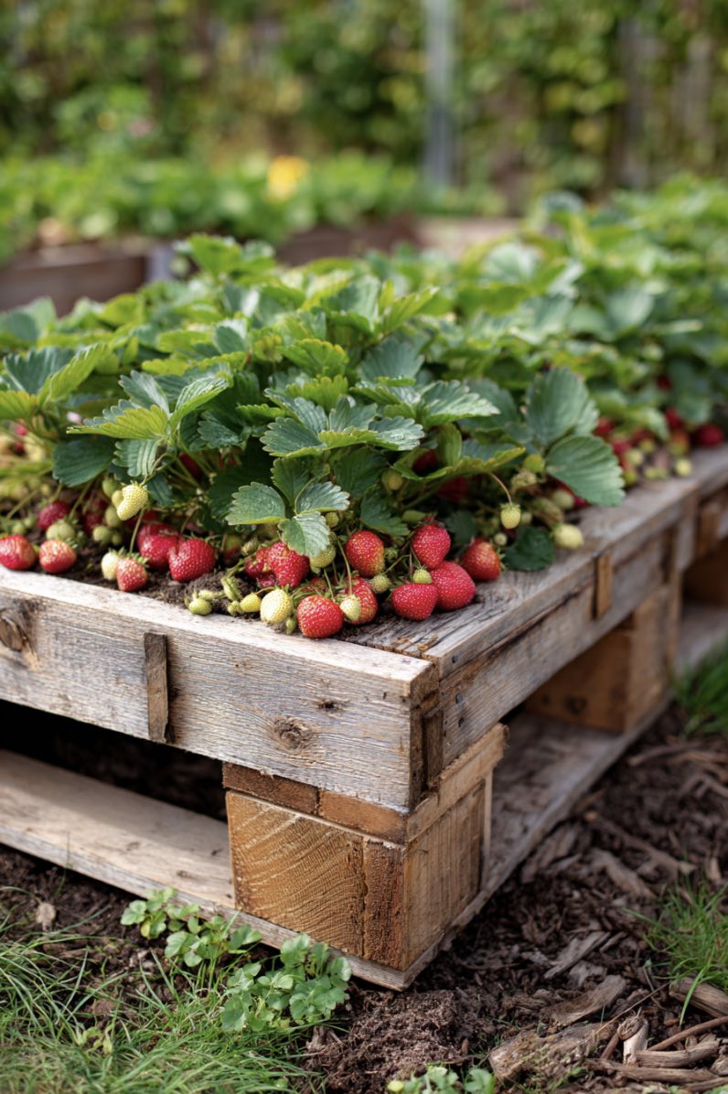 Strawberry Pallet Garden Bed