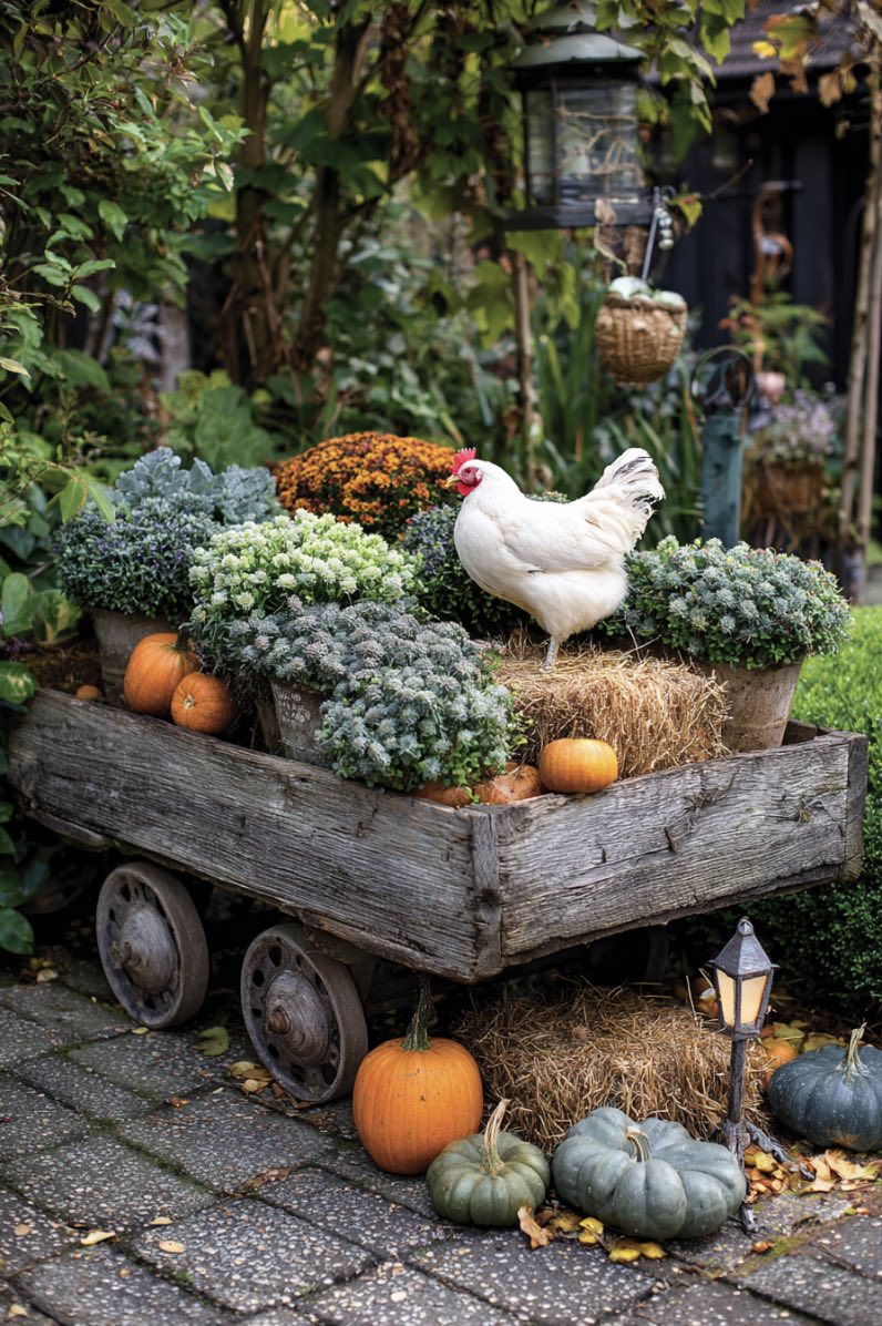 Rustic Wheelbarrow Autumn Display