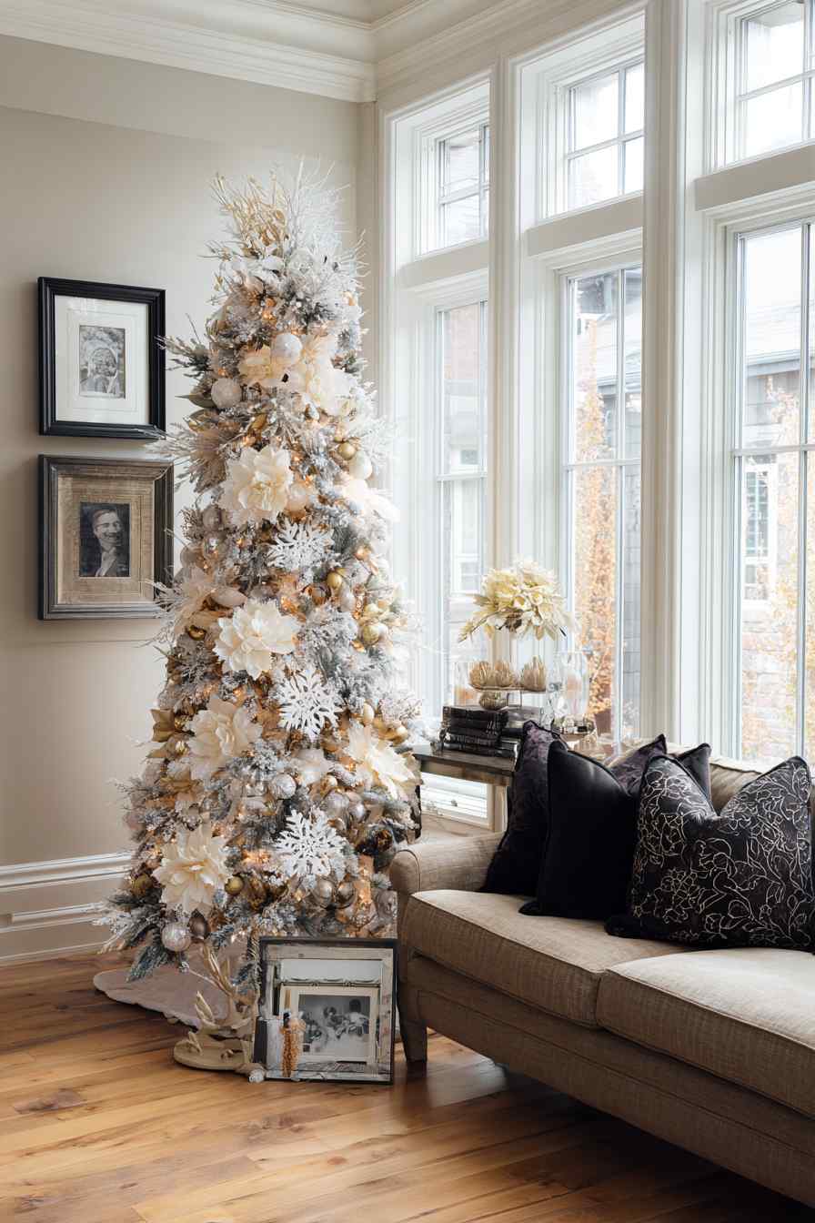 Snowy Elegance in a Sunlit Living Room