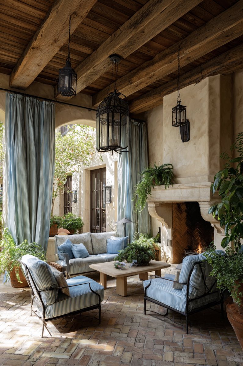 Spanish Elegance with a Blue Curtain Twist