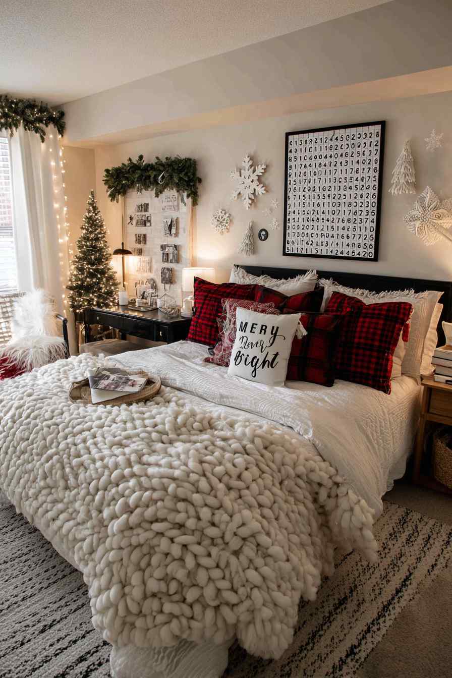 Warm Holiday Whimsy in a Snug Bedroom