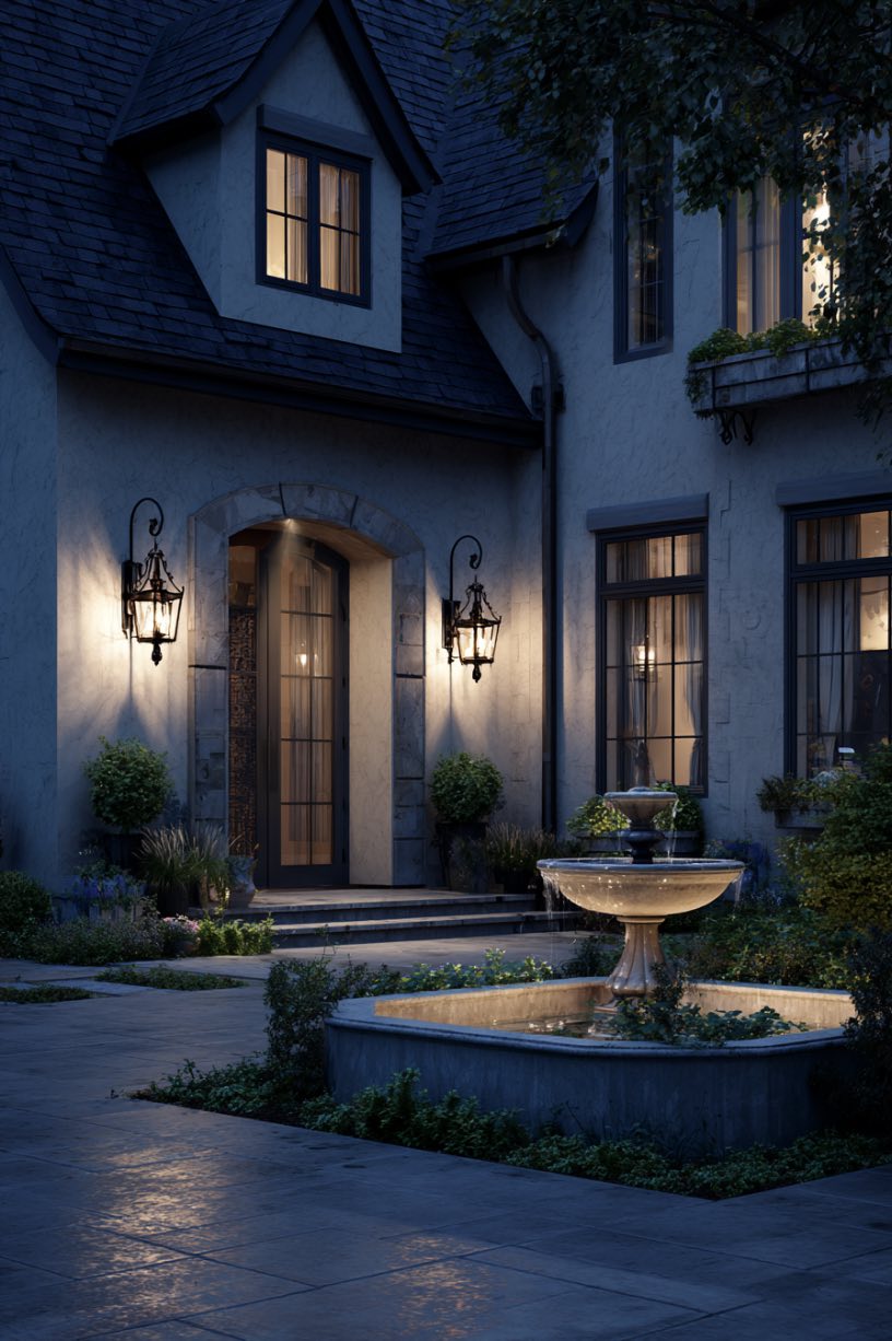 Tranquil Glow at the Garden Entrance
