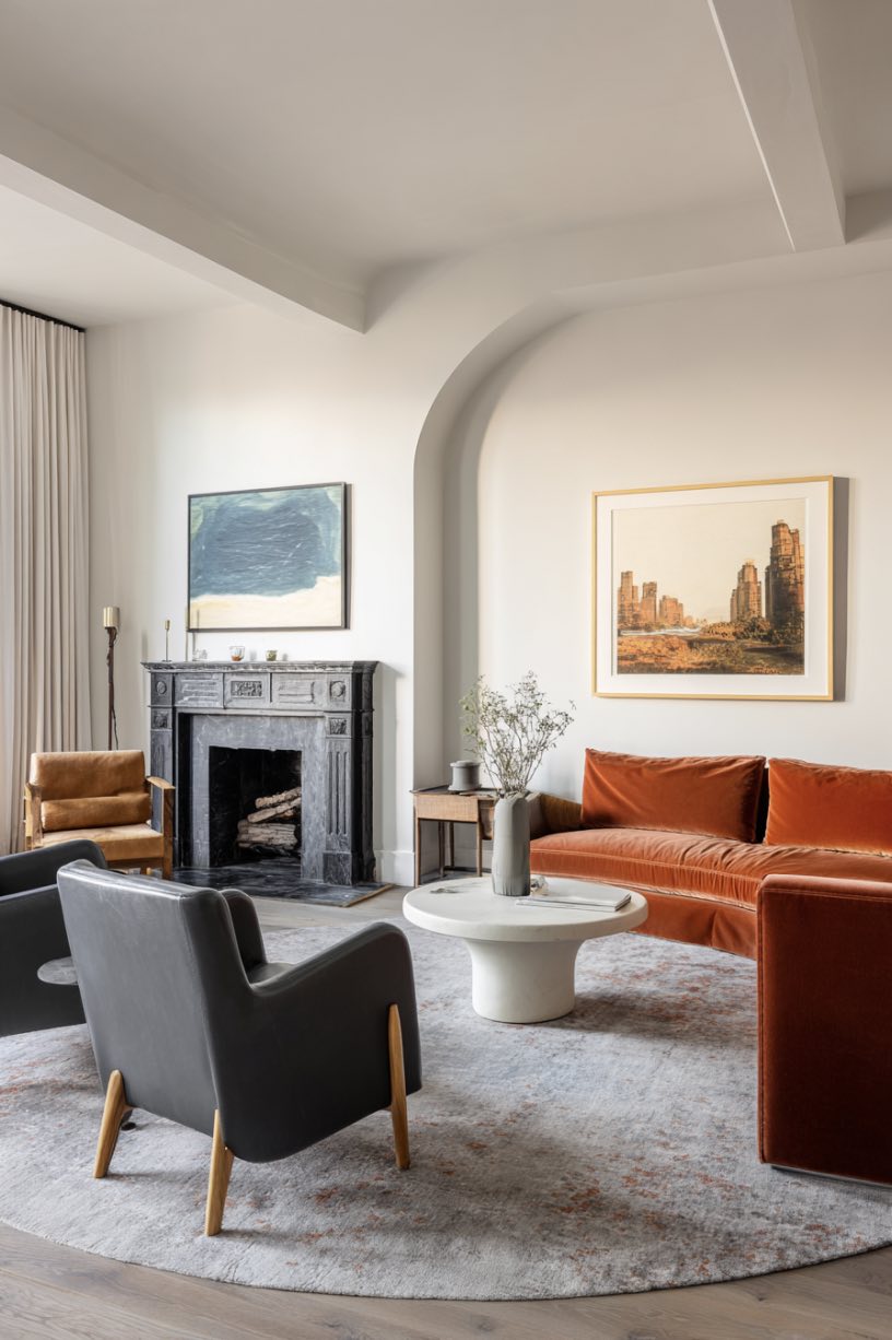Warm Modern Living with Pops of Color