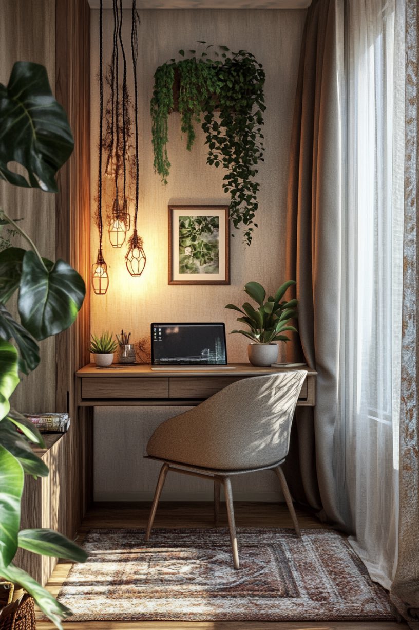 Office Alcove With Curtains