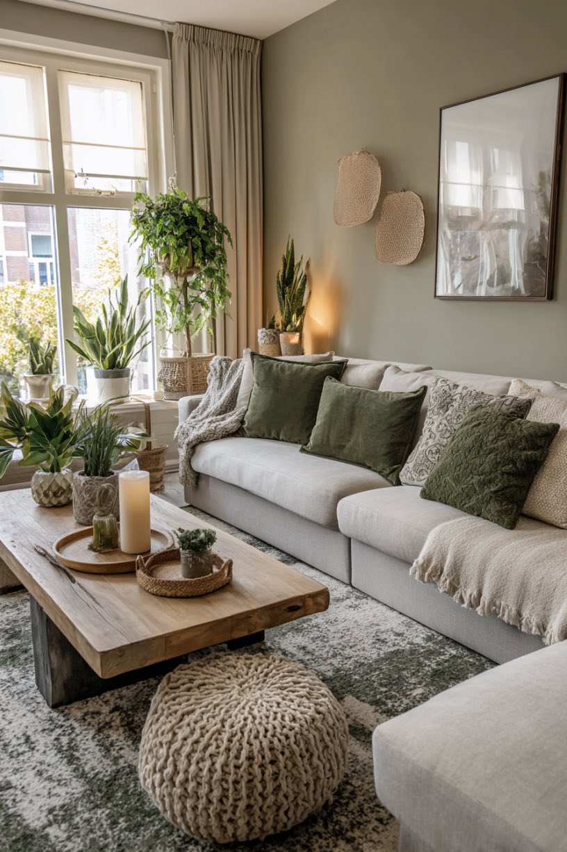 Olive Green and Beige